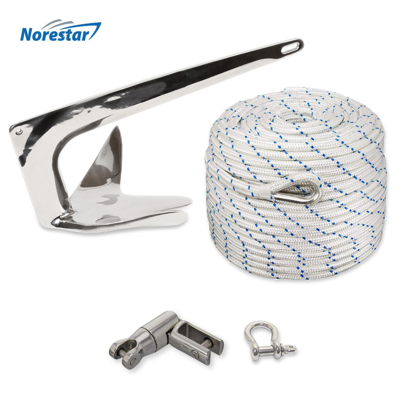 Claw Anchor, Rope, and Swivel Kit for Boats to 35'