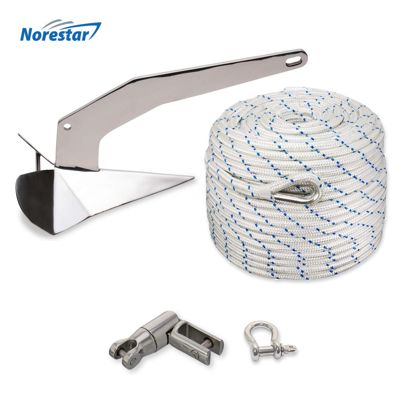 Norestar Wing Anchor, Rope, and Swivel Kit for Boats to 29' –