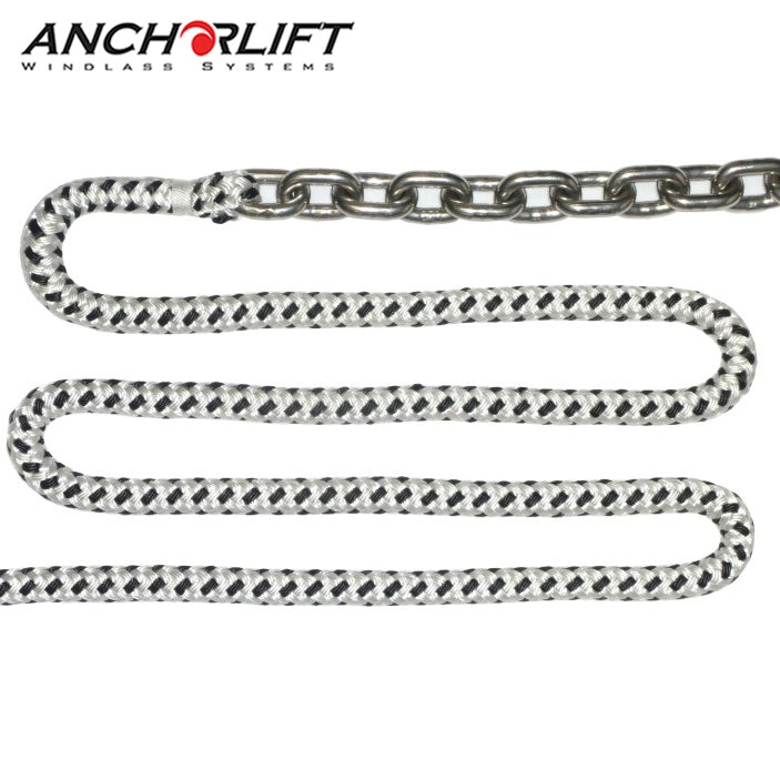 Anchorlift Double-Braided Rope Spliced with Stainless Chain (For